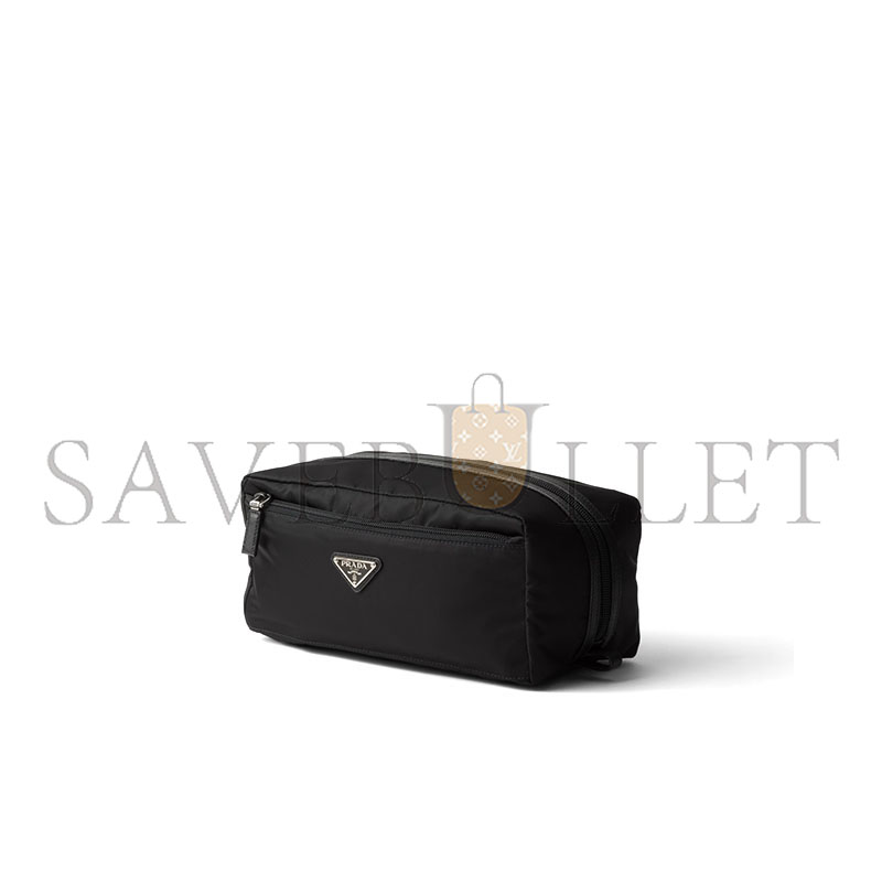 PRADA RE-NYLON AND SAFFIANO LEATHER TRAVEL POUCH 2NA029 (26*14*12cm)